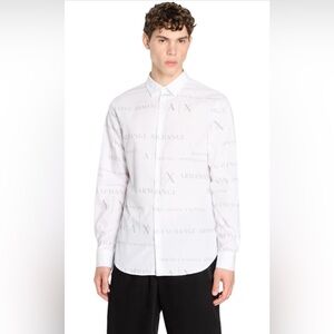 Armani Exchange White Logo Men's Dress Shirt